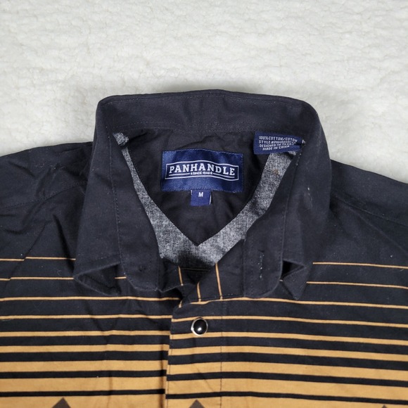 VTG Panhandle Men Western Shirt Southwestern Aztec Print Cotton Tan PHMS0SR14G M - Picture 3 of 15